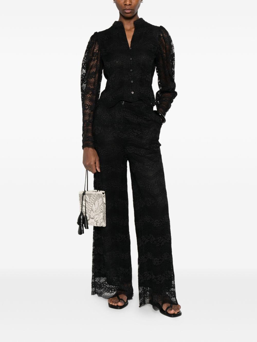 TWINSET Pantaloni neri in pizzo foderati