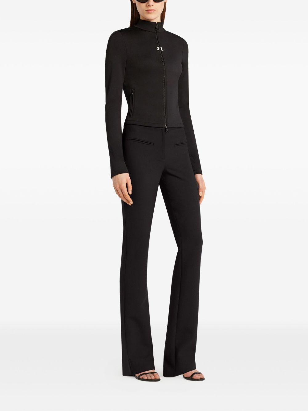 COURREGES Giacca nera con zip centrale e logo<BR/>