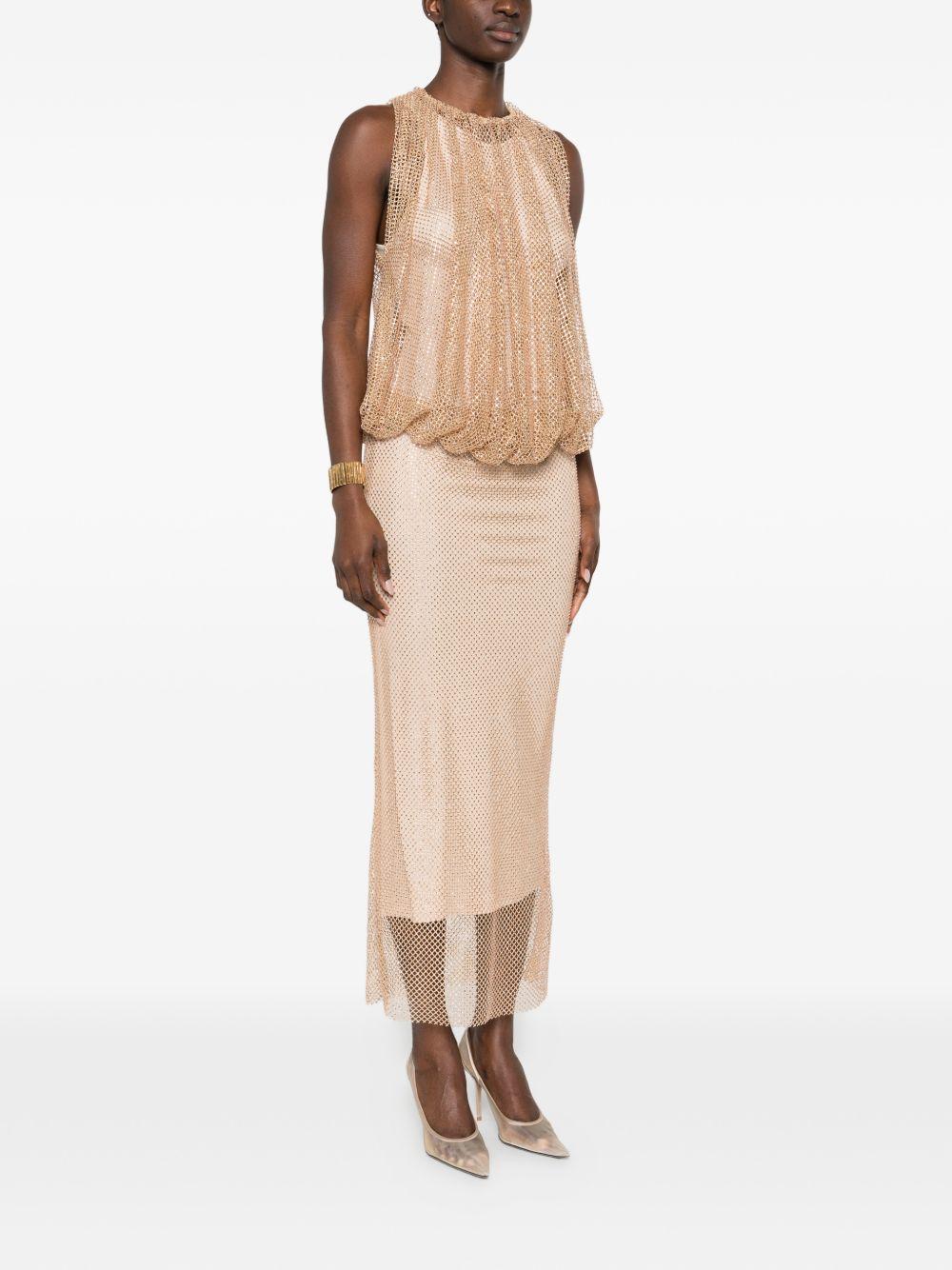 SPORTMAX Abito midi caramello con cristalli