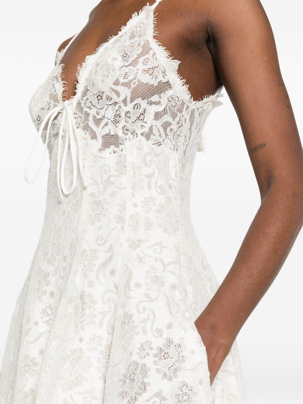 ERMANNO SCERVINO Abito in pizzo con scollo a V in cotone avorio