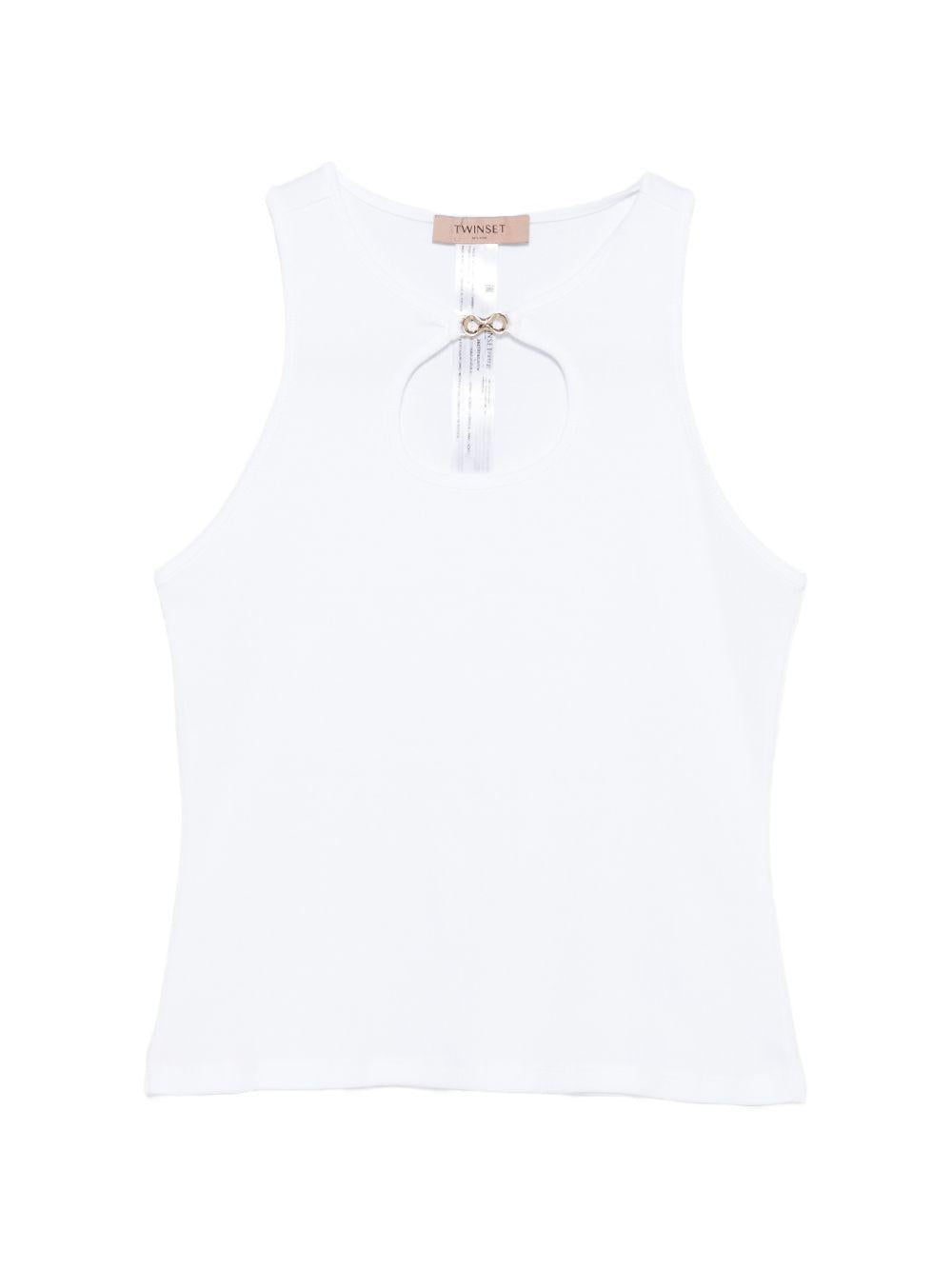 TWINSET T-shirt senza maniche bianca con charm