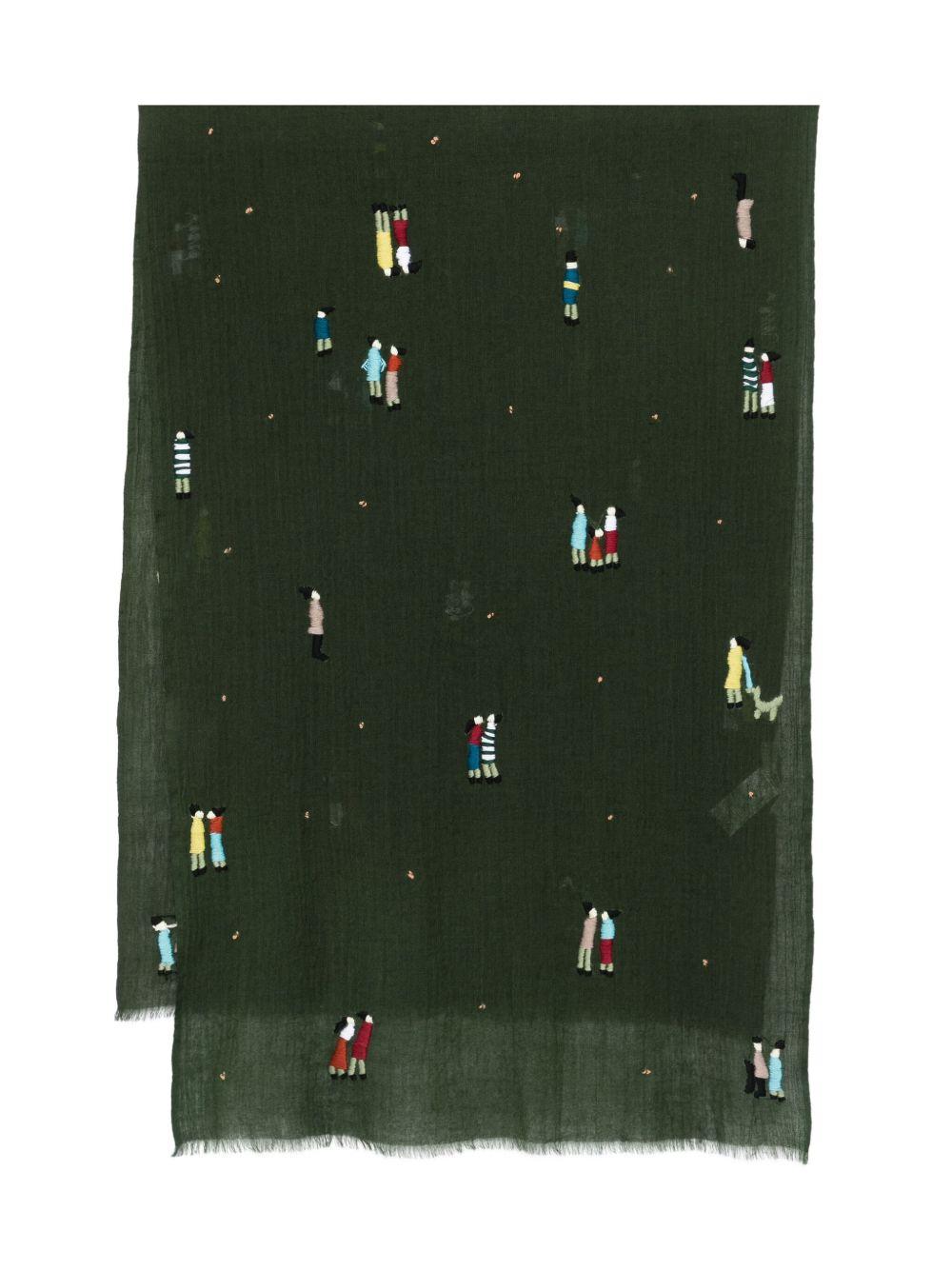 SGOMBERO CANTINE Sciarpa Pegaso ricamata verde