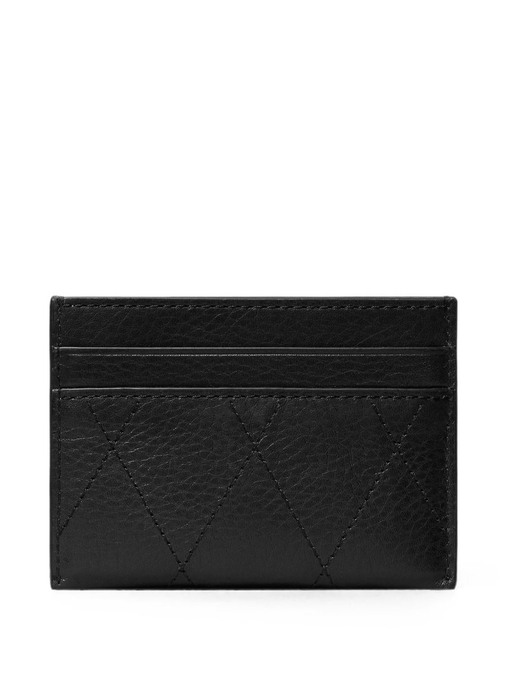 TORY BURCH Portacarte Charlie in pelle nera con logo dorato