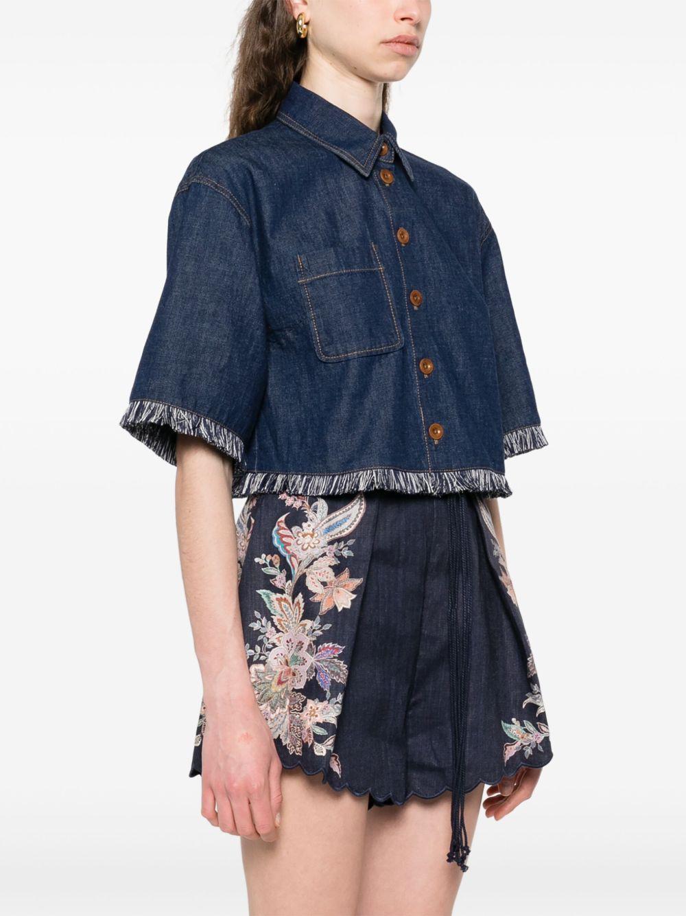 ZIMMERMANN Camicia in denim di cotone blu indaco