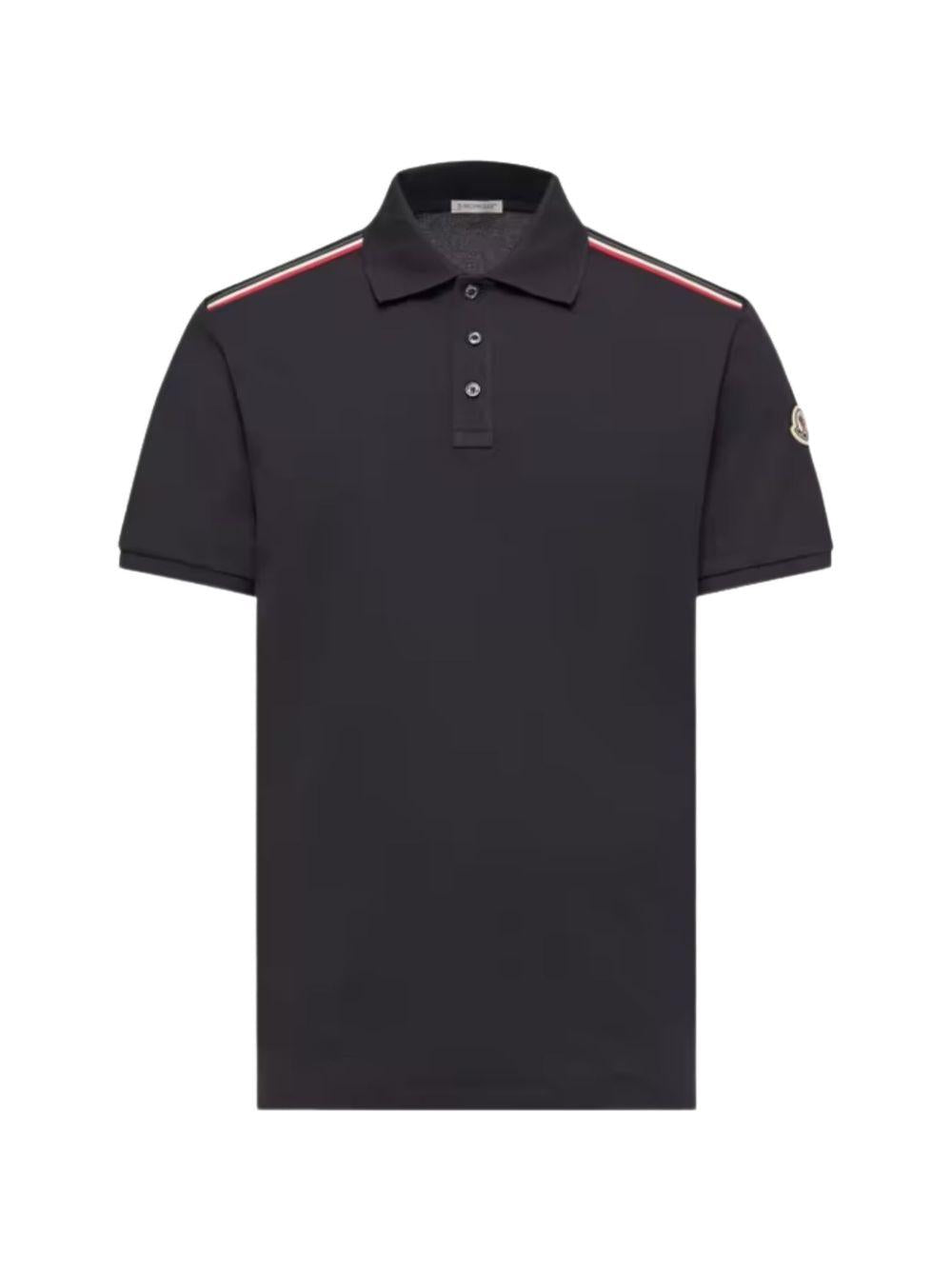 MONCLER Camicia nera a righe in cotone