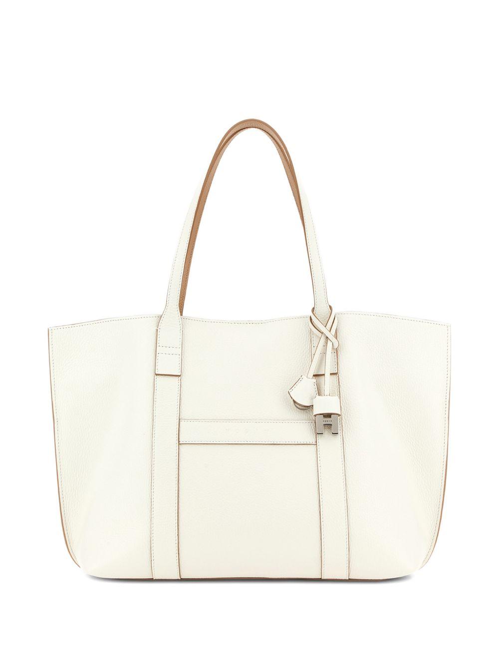 HOGAN Borsa shopping Script Media in pelle avorio