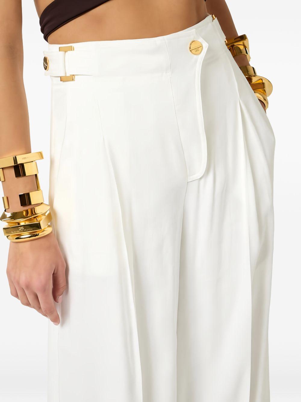 ELISABETTA FRANCHI Pantaloni bianchi avorio a gamba larga