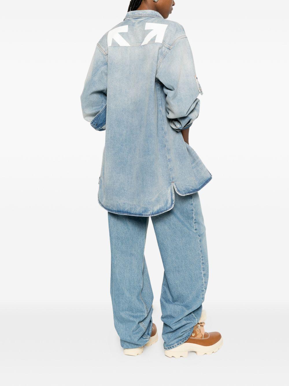 OFF WHITE Camicia in denim di cotone azzurro