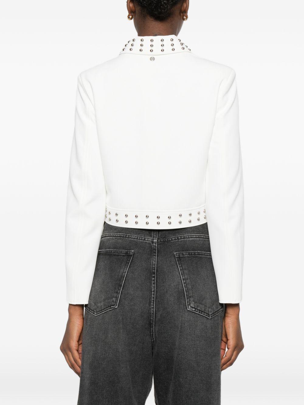 LIUJO Giacca bianca impreziosita da borchiette su collo e vita