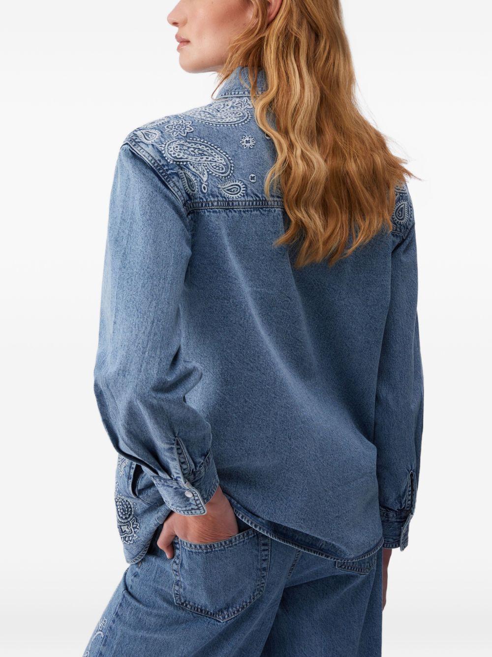 LIUJO Giacca camicia in denim con motivo Jacquard