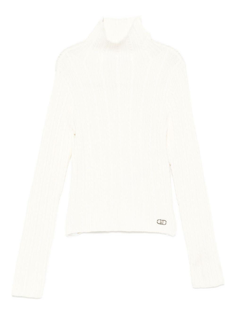 LIUJO Maglione bianco in maglia a trecce