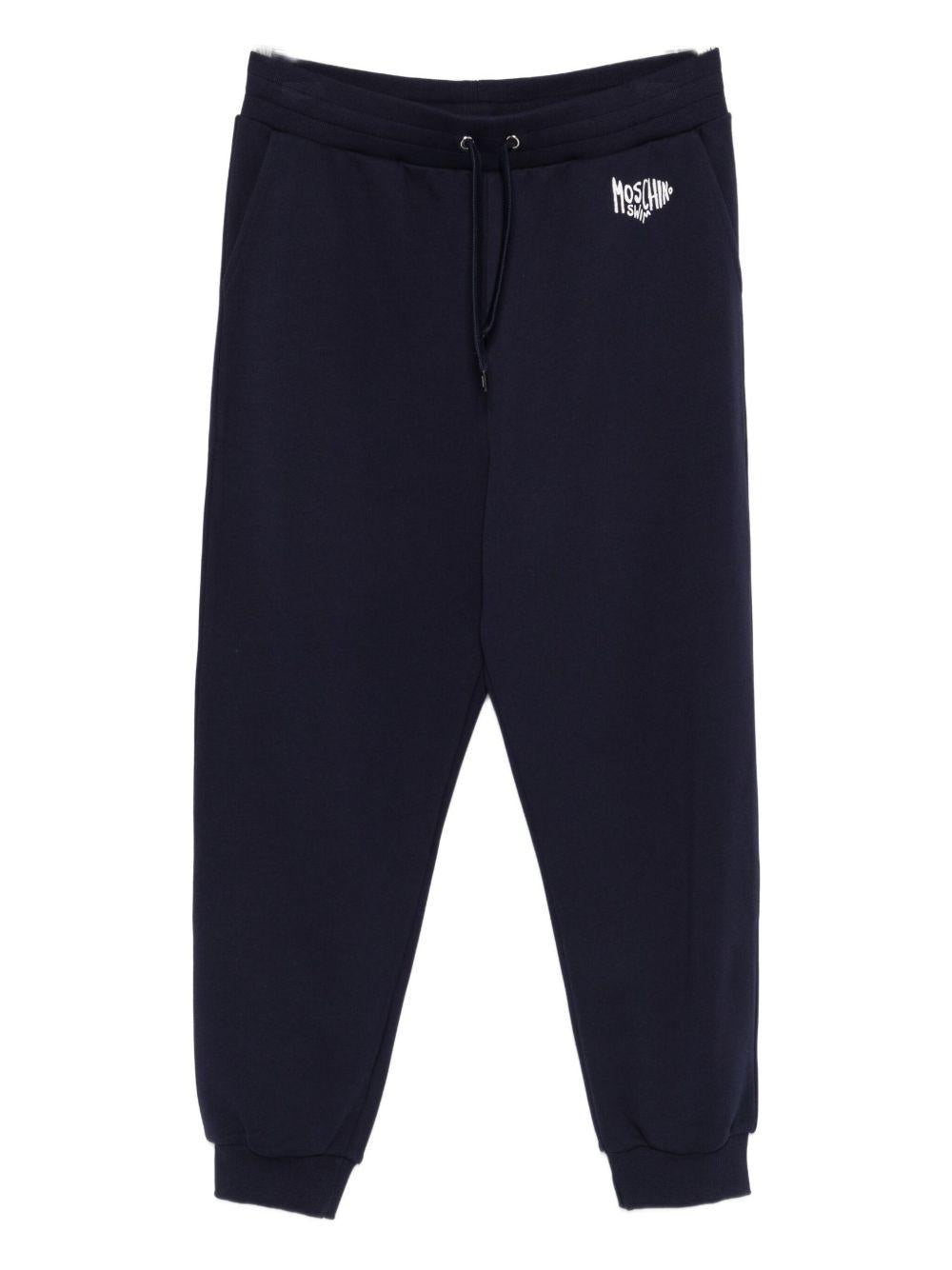 MOSCHINO SWIM Pantaloni tuta di cotone blu scuro