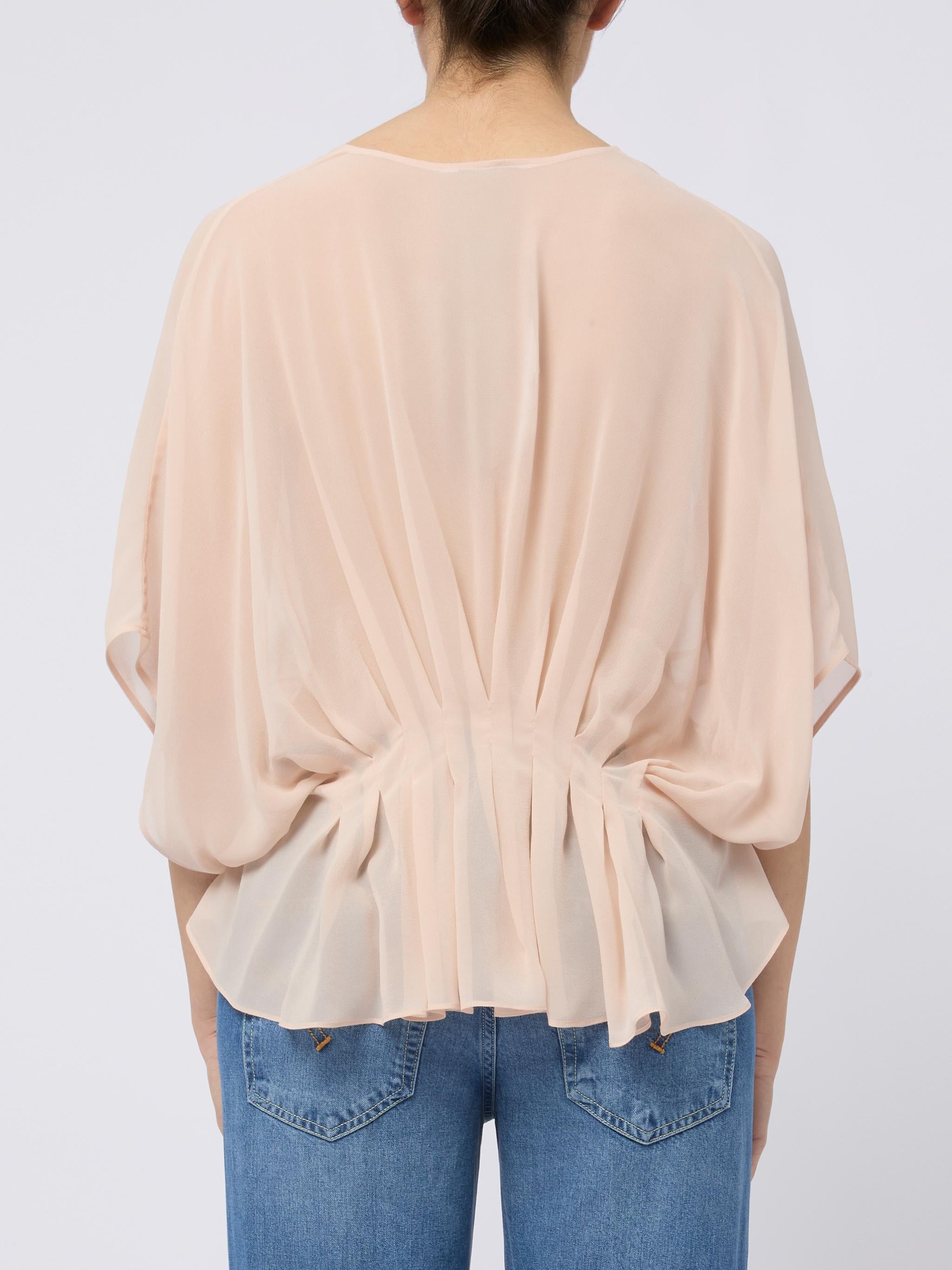 MAX MARA Top in seta morbido rosa con scollo a V