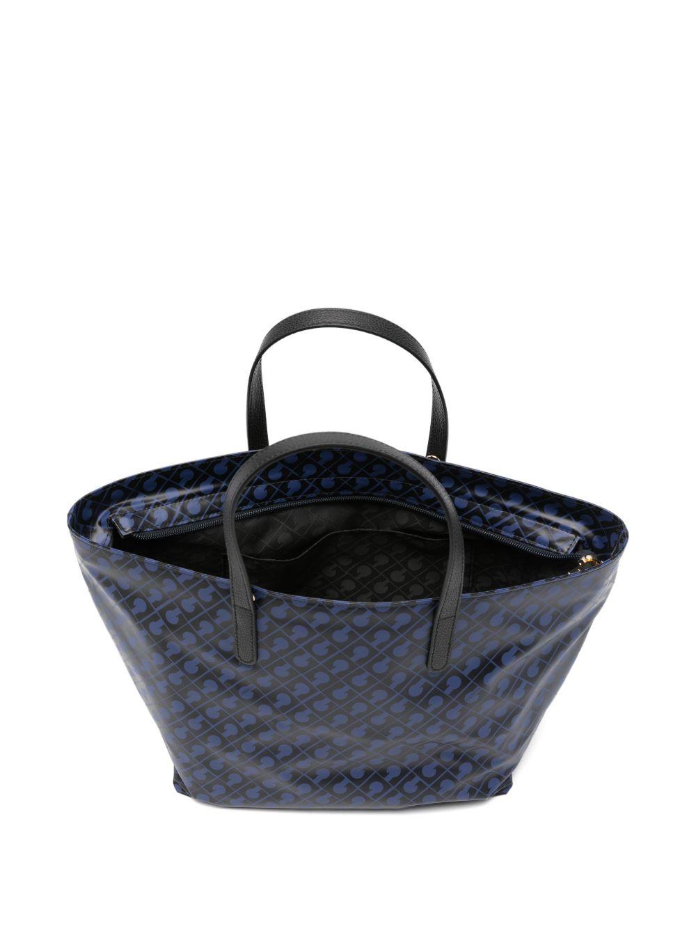 GHERARDINI Borsa Shopping Softy Odissey con logo all-over blu