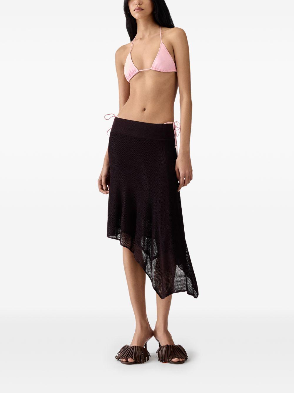 JACQUEMUS Top bikini Triangle rosa con perline