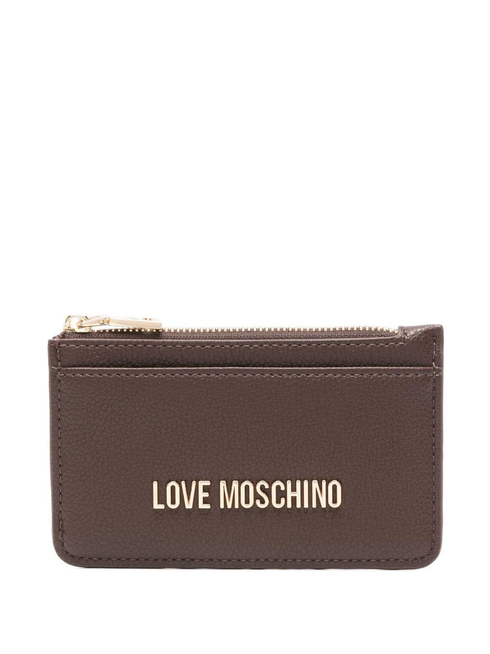 LOVE MOSCHINO Portafoglio marrone con logo oro