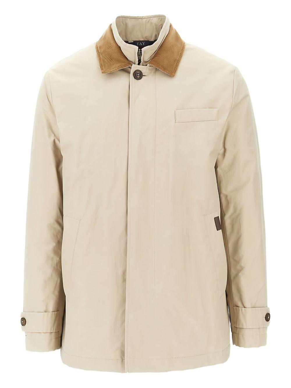 FAY Giacca beige con colletto in velluto