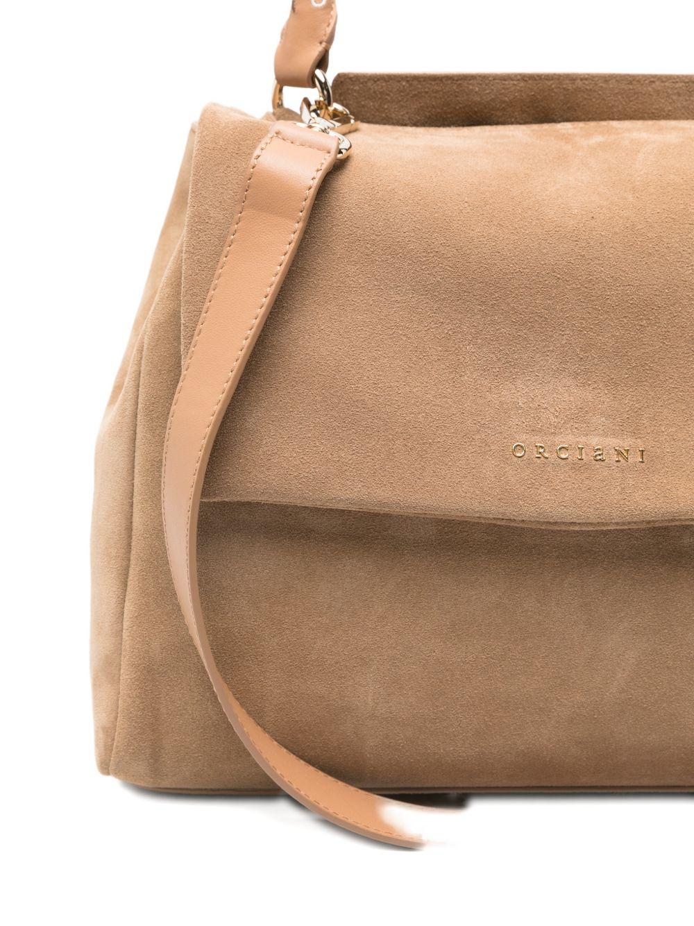 ORCIANI Borsa in suede Sveva Peach Flowers Midi marrone