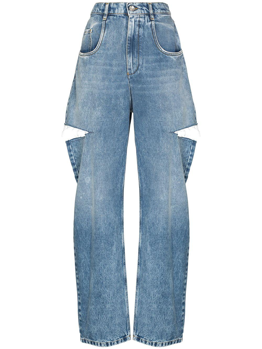 MAISON MARGIELA Jeans blu in cotone con dettaglio cut-out
