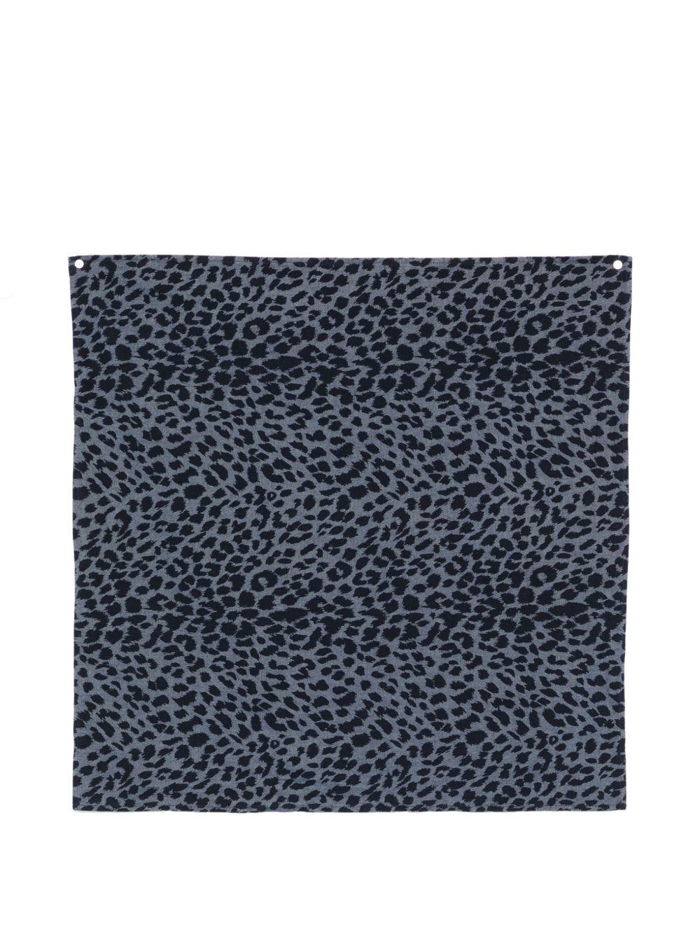 ASPESI Foulard in cotone con stampa leopardata blu e nera
