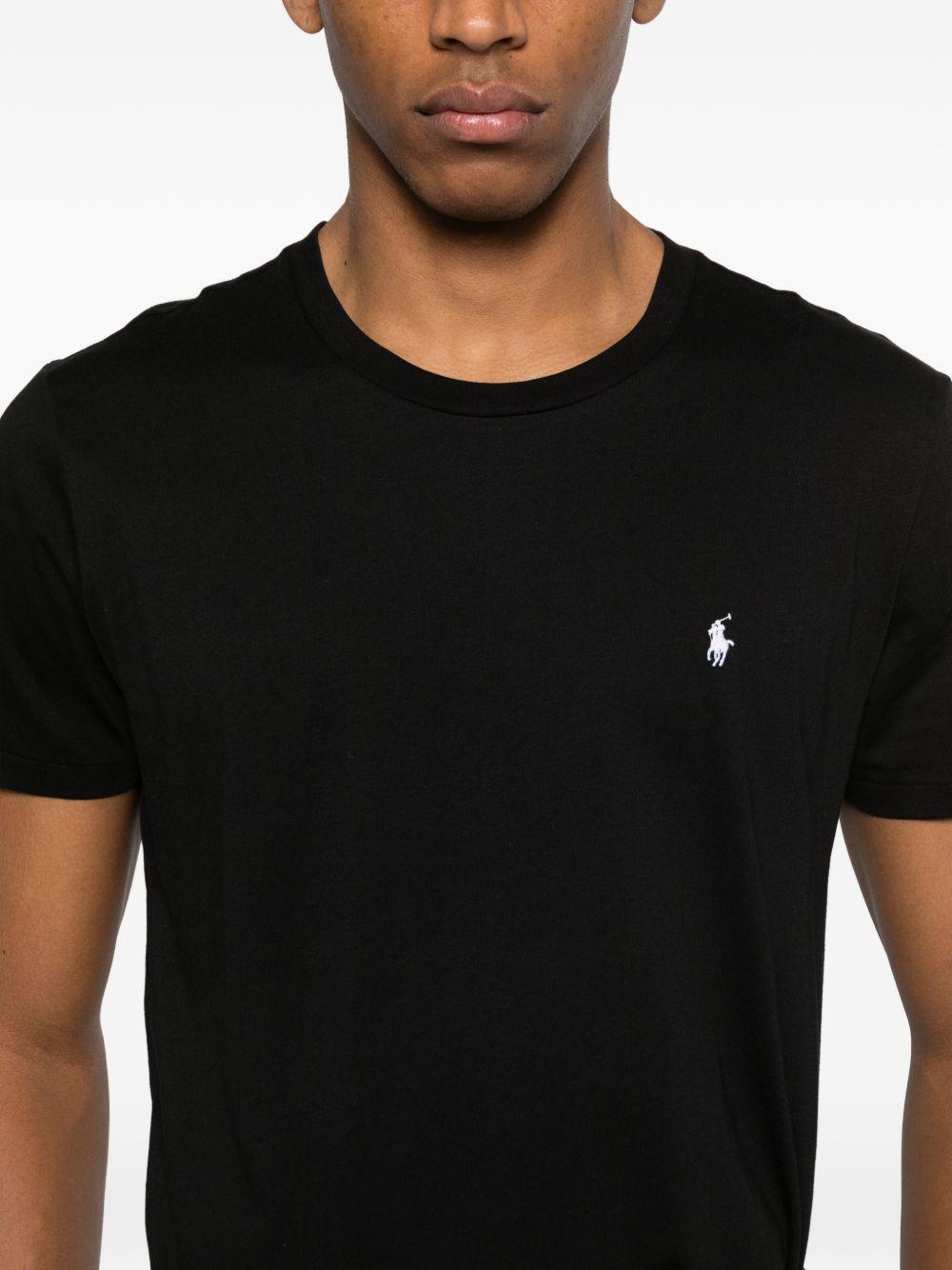 POLO RALPH LAUREN T-shirt nera girocollo con logo ricamato
