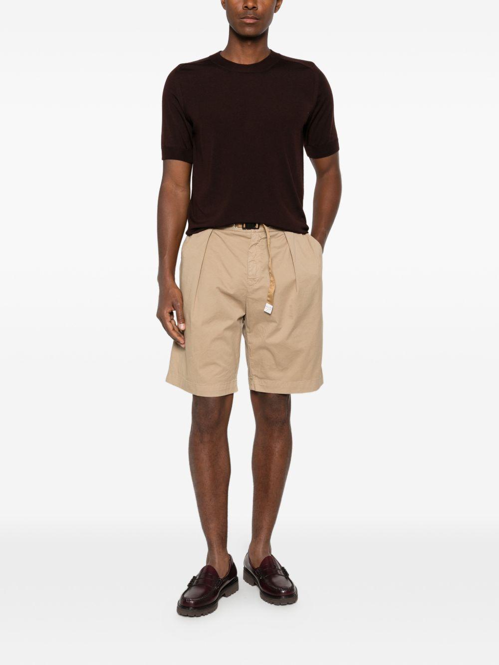 WHITE SAND Bermuda in cotone elasticizzato beige con cintura