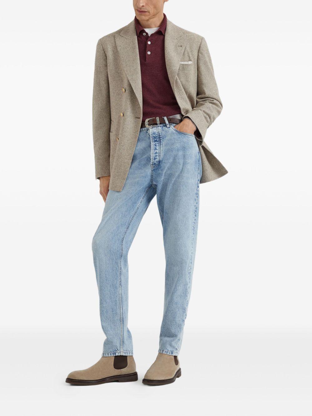 BRUNELLO CUCINELLI Polo a maniche lunghe in cashmere bordeaux