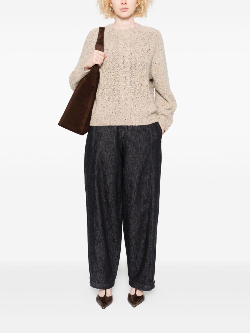 YERSE Maglia girocollo con motivo a treccia