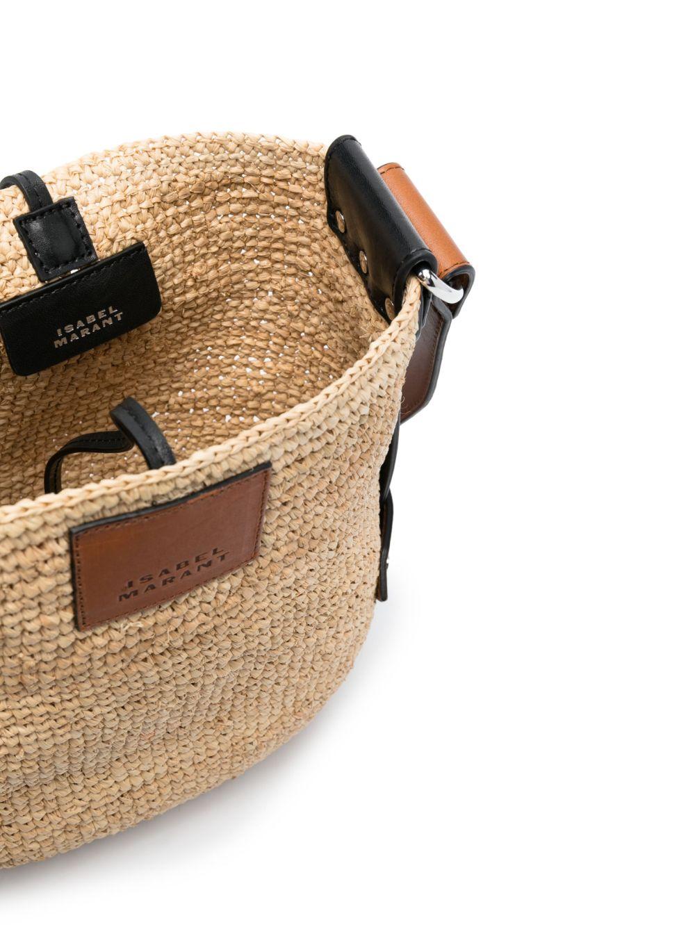 ISABEL MARANT Borsa a tracolla in rafia e pelle