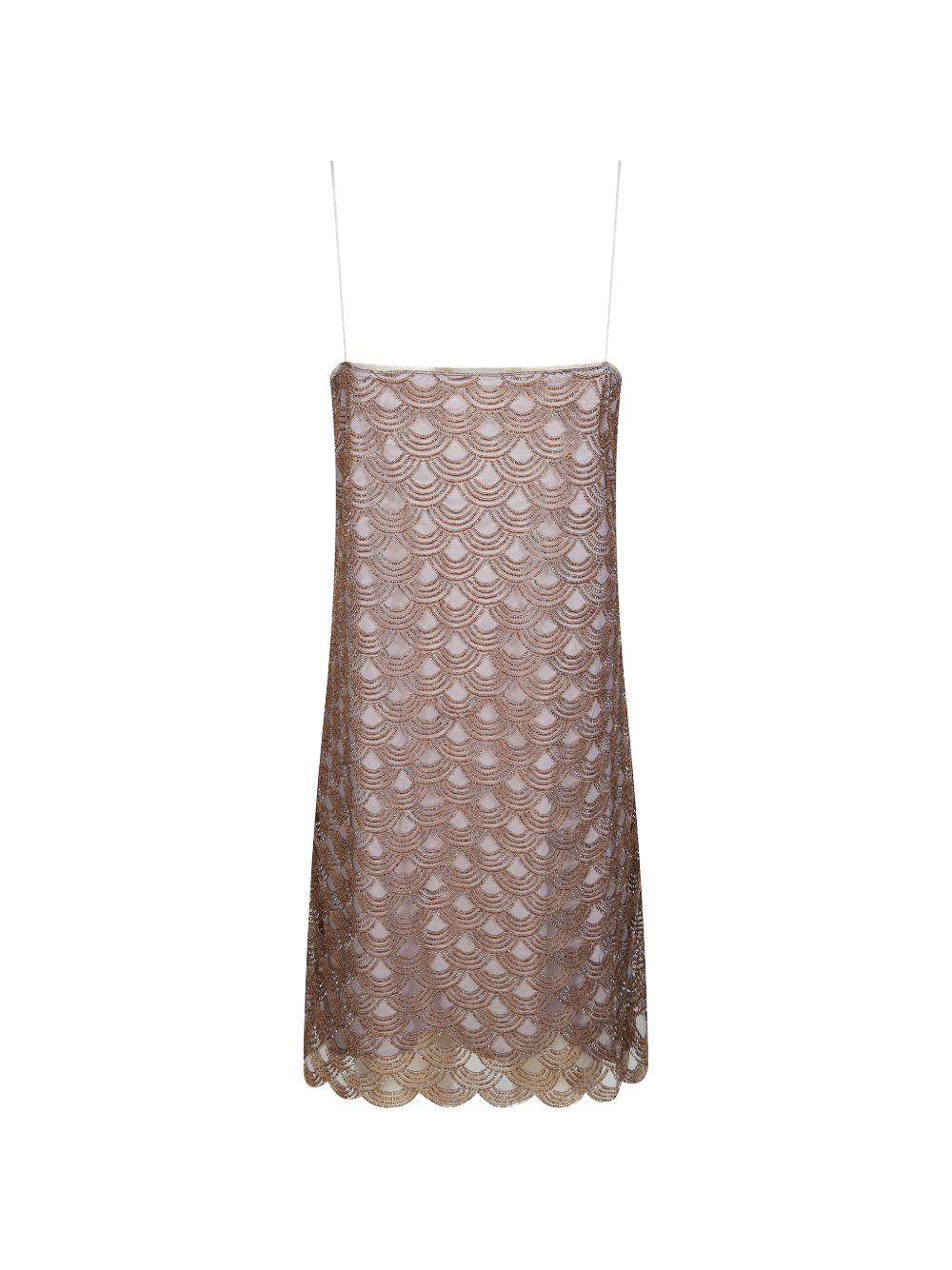 ROTATE Abito corto con fantasia con applicazioni e spalline sottili