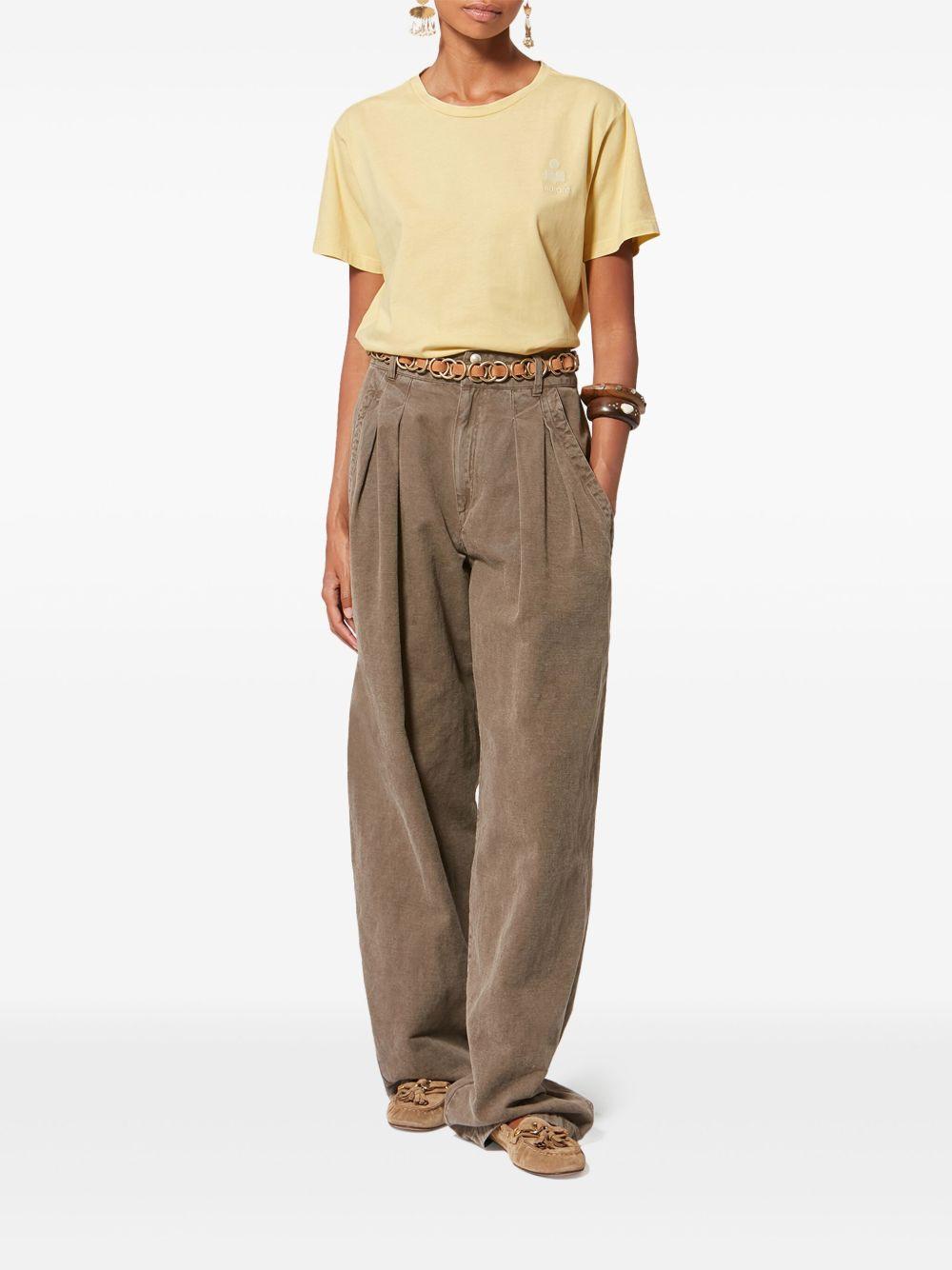 MARANT ETOILE T-shirt gialla a maniche corte con logo sul petto