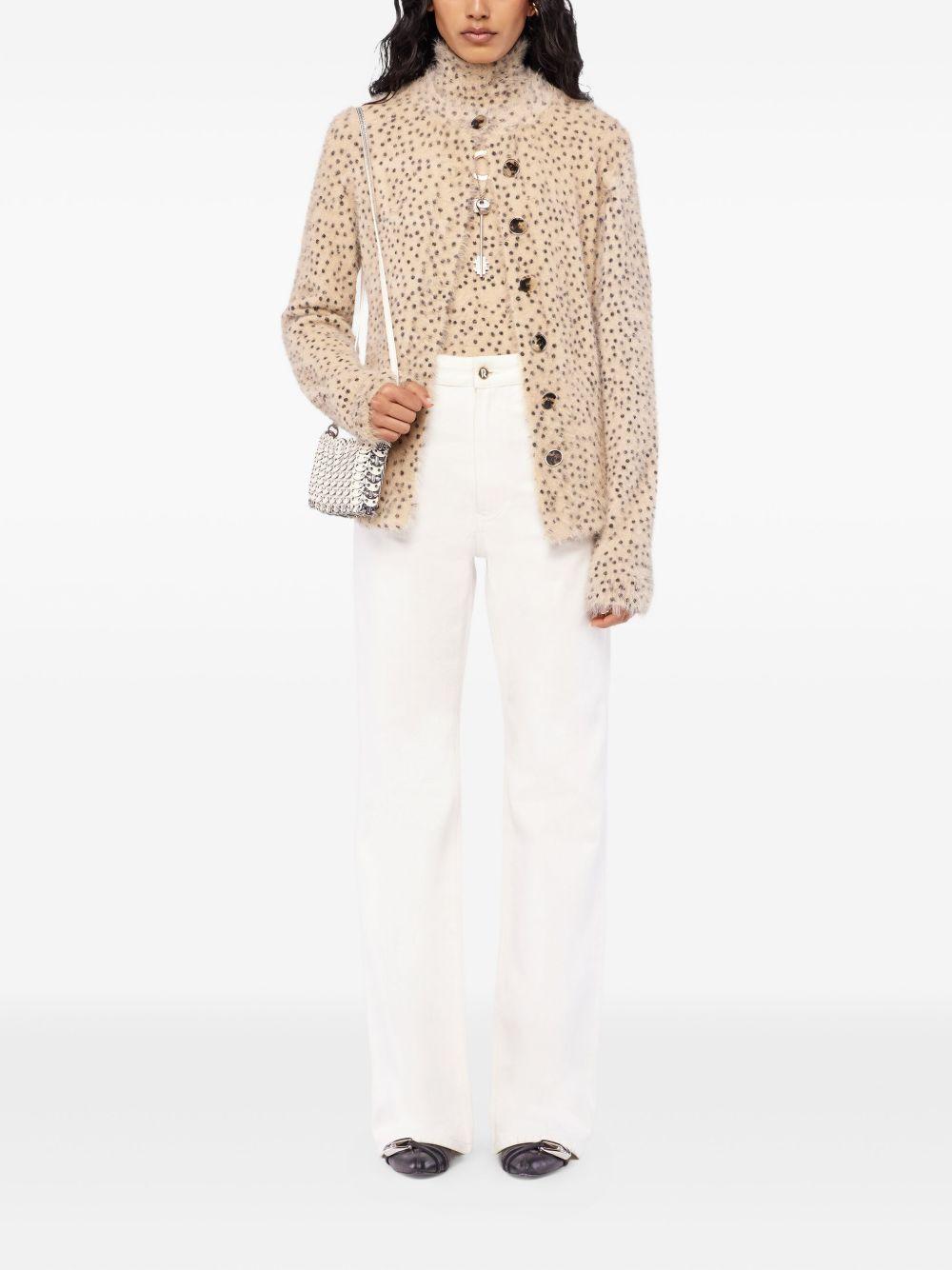 RABANNE Gilet in maglia beige a pois neri