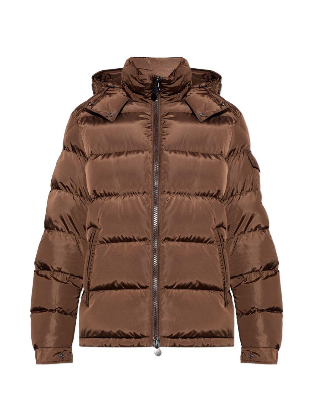 MONCLER Piumino Maya marrone trapuntato con cappuccio e tasche interne