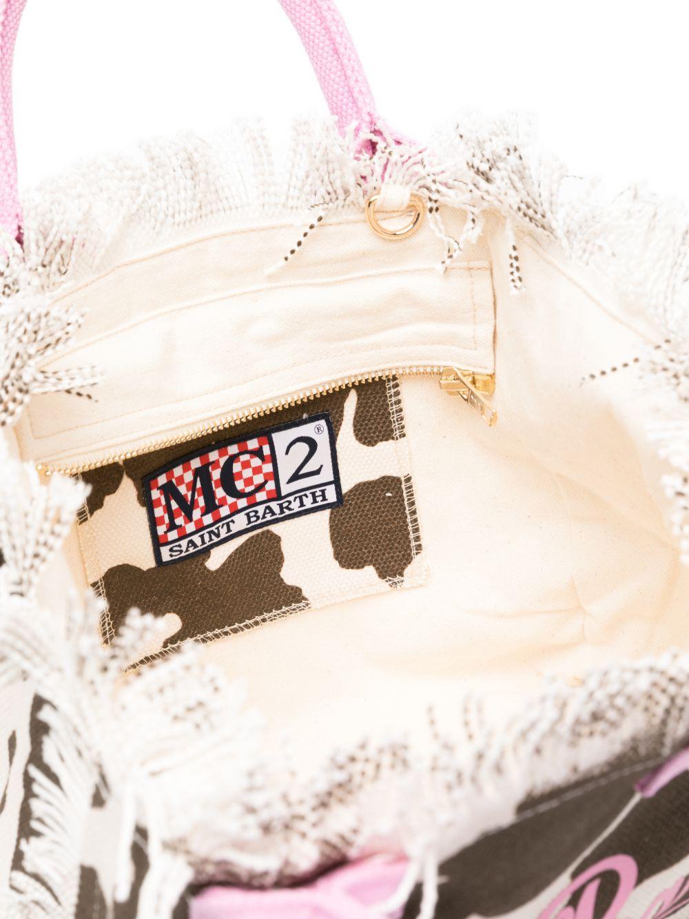 MC2 SAINT BARTH Borsa Tote Colette effetto muccato con dettagli rosa