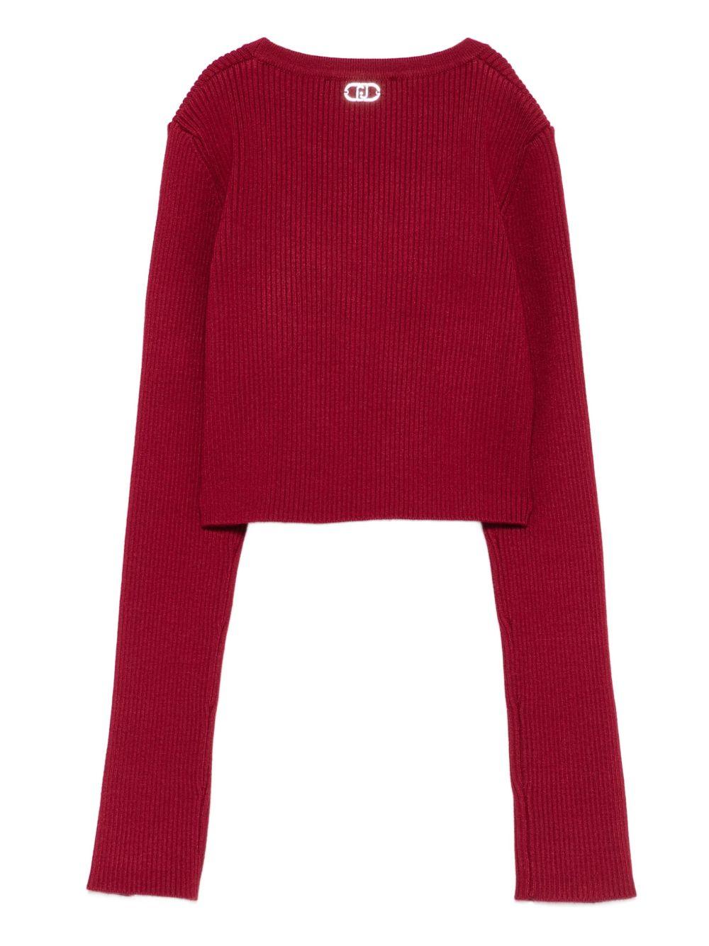 LIUJO Cardigan corto rosso con bottoni