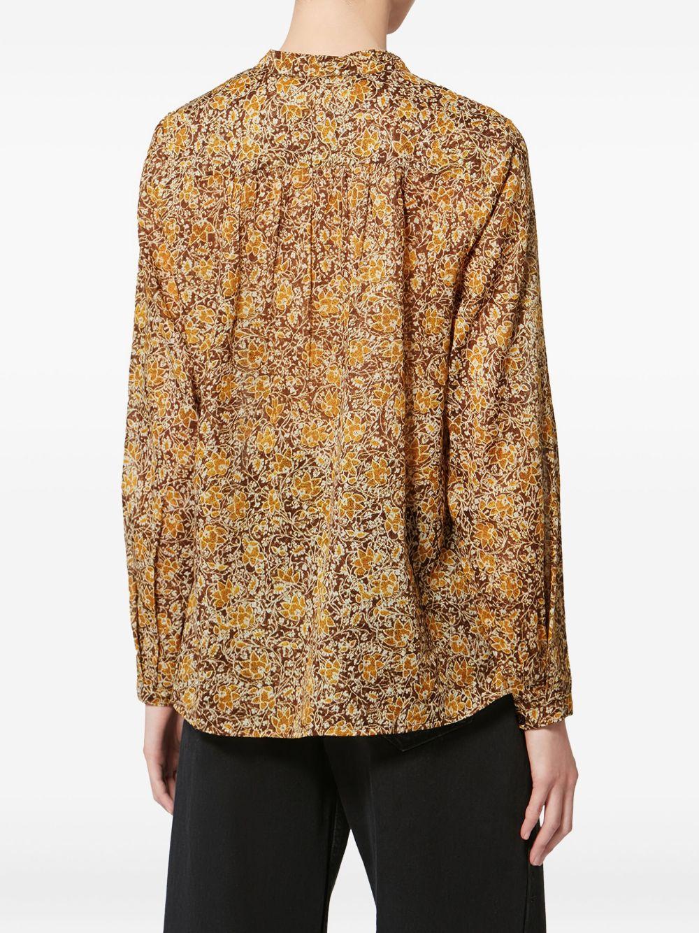 MARANT ETOILE Camicia verde in cotone con stampa floreale