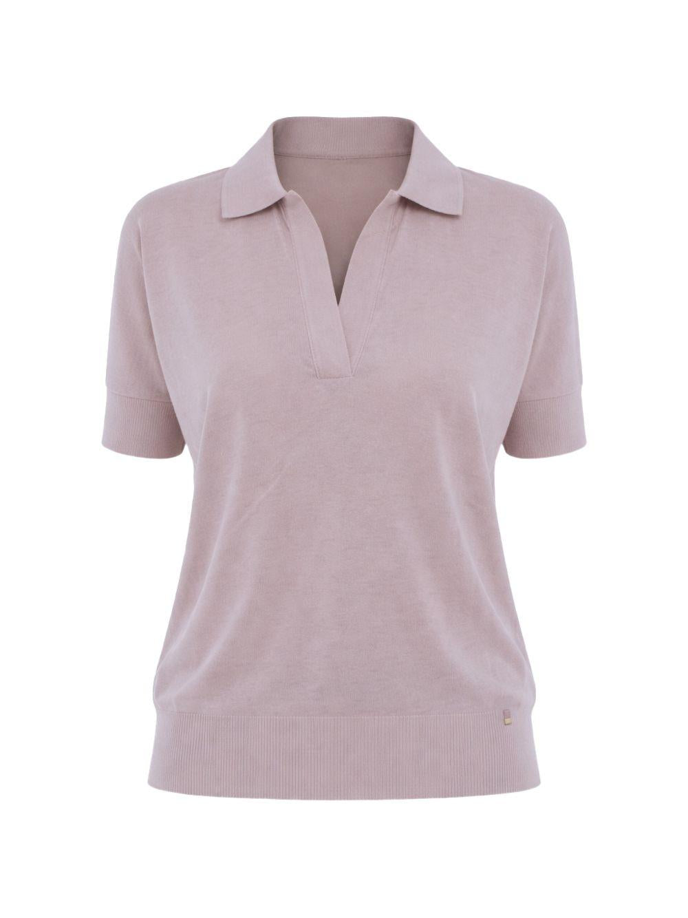 HERNO Polo a maniche corte in cotone rosa
