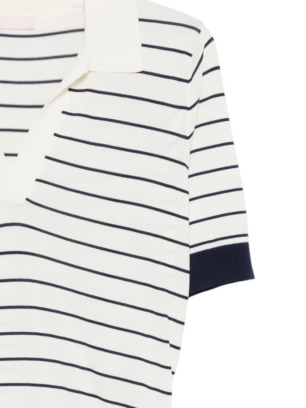 LIUJO T-shirt a polo bianca a righe blu
