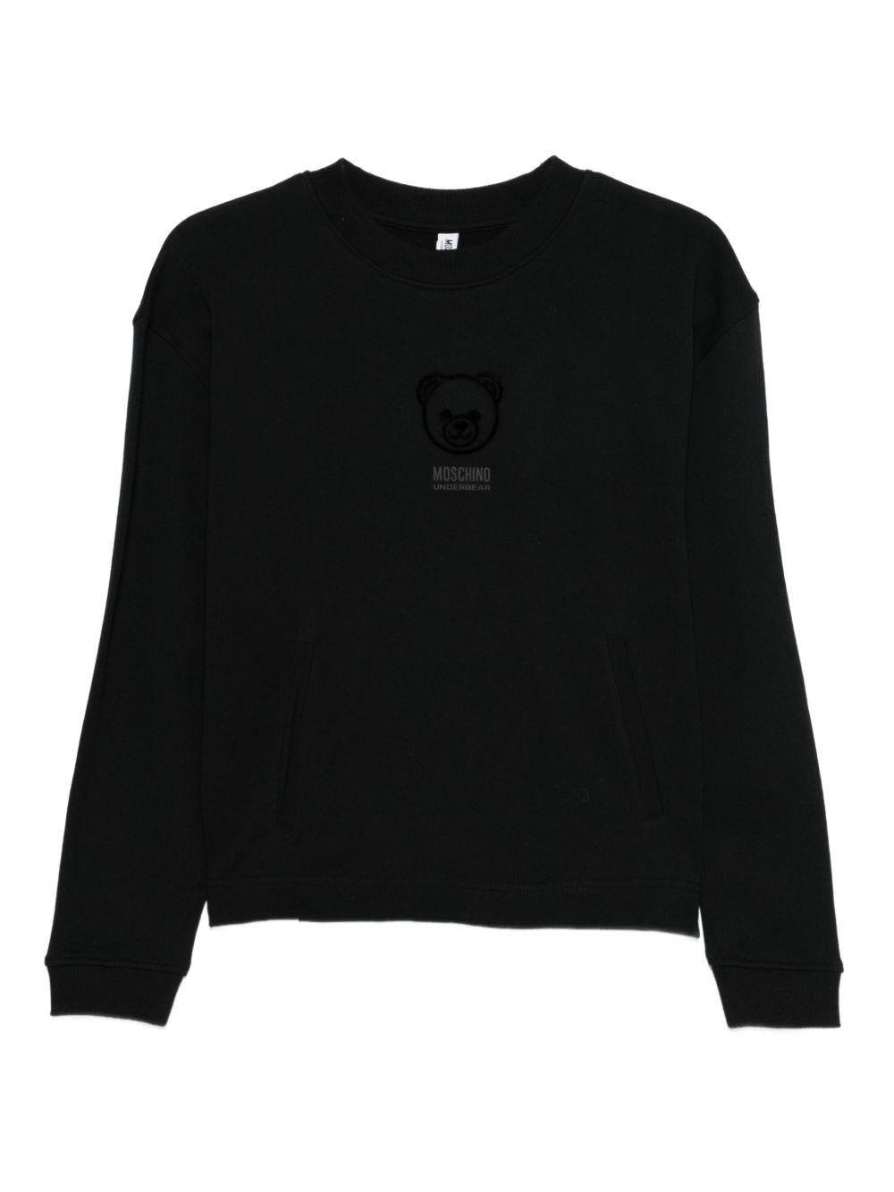 MOSCHINO UNDERWEAR Felpa Teddy Bear in cotone nero