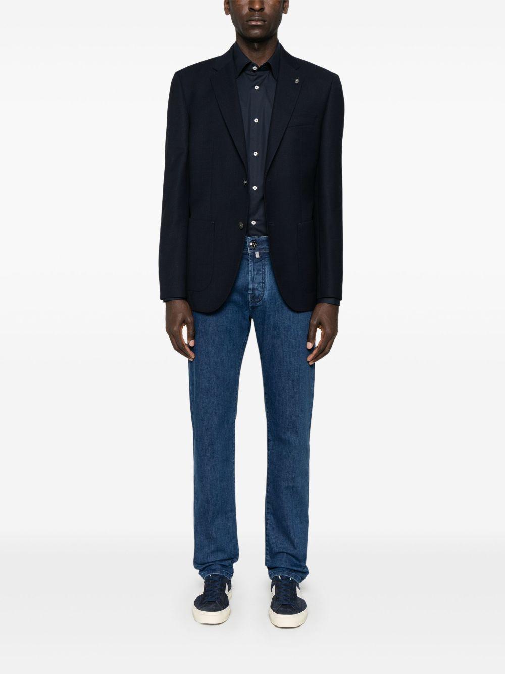 BOSS Blazer monopetto in lana vergine blu