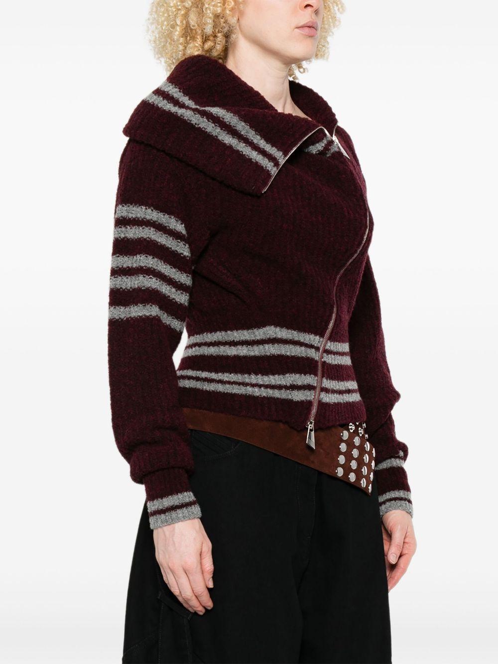 THE ATTICO Cardigan a righe con chiusura asimmetrica