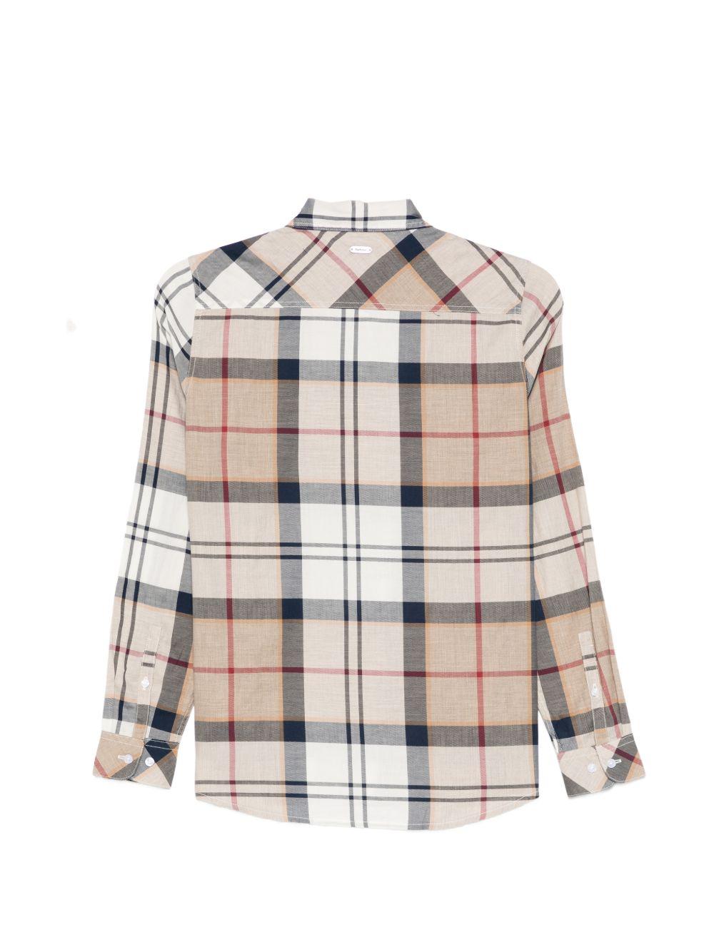 BARBOUR Camicia a quadri marrone in cotone