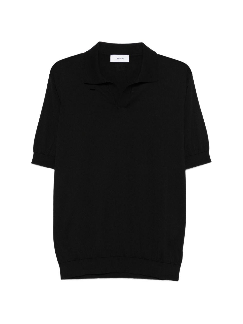 LARDINI Polo con colletto a polo in cotone nero