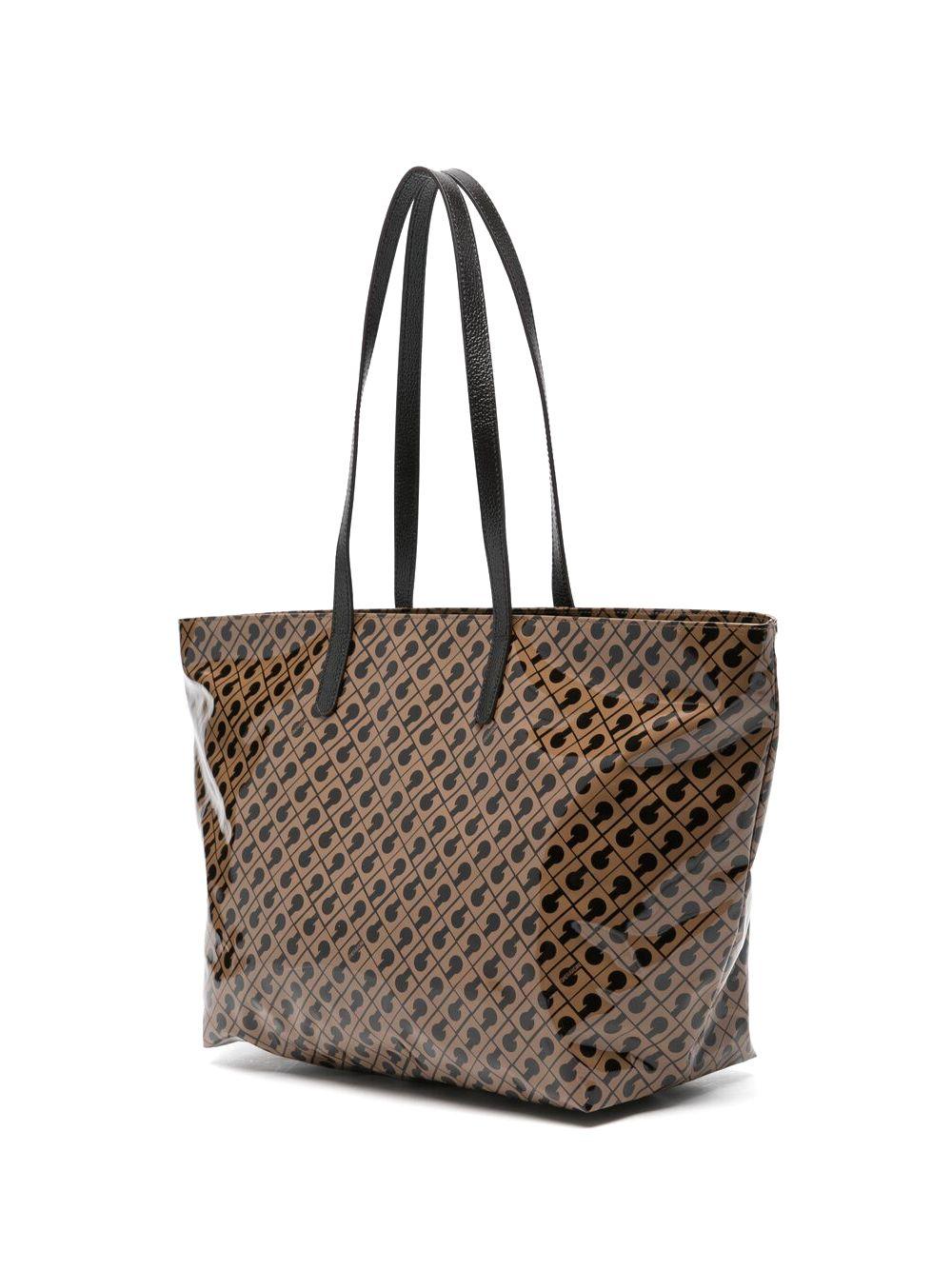 GHERARDINI Zaino marrone Softy Glossy con logo all-over