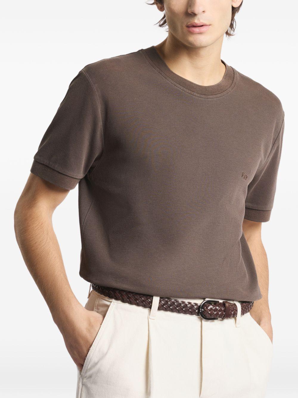 FAY T-shirt in cotone marrone girocollo
