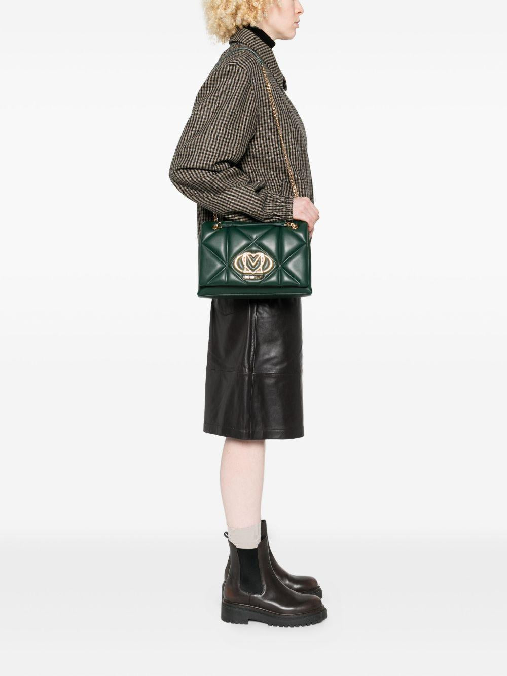 LOVE MOSCHINO Borsa a spalla trapuntata verde militare