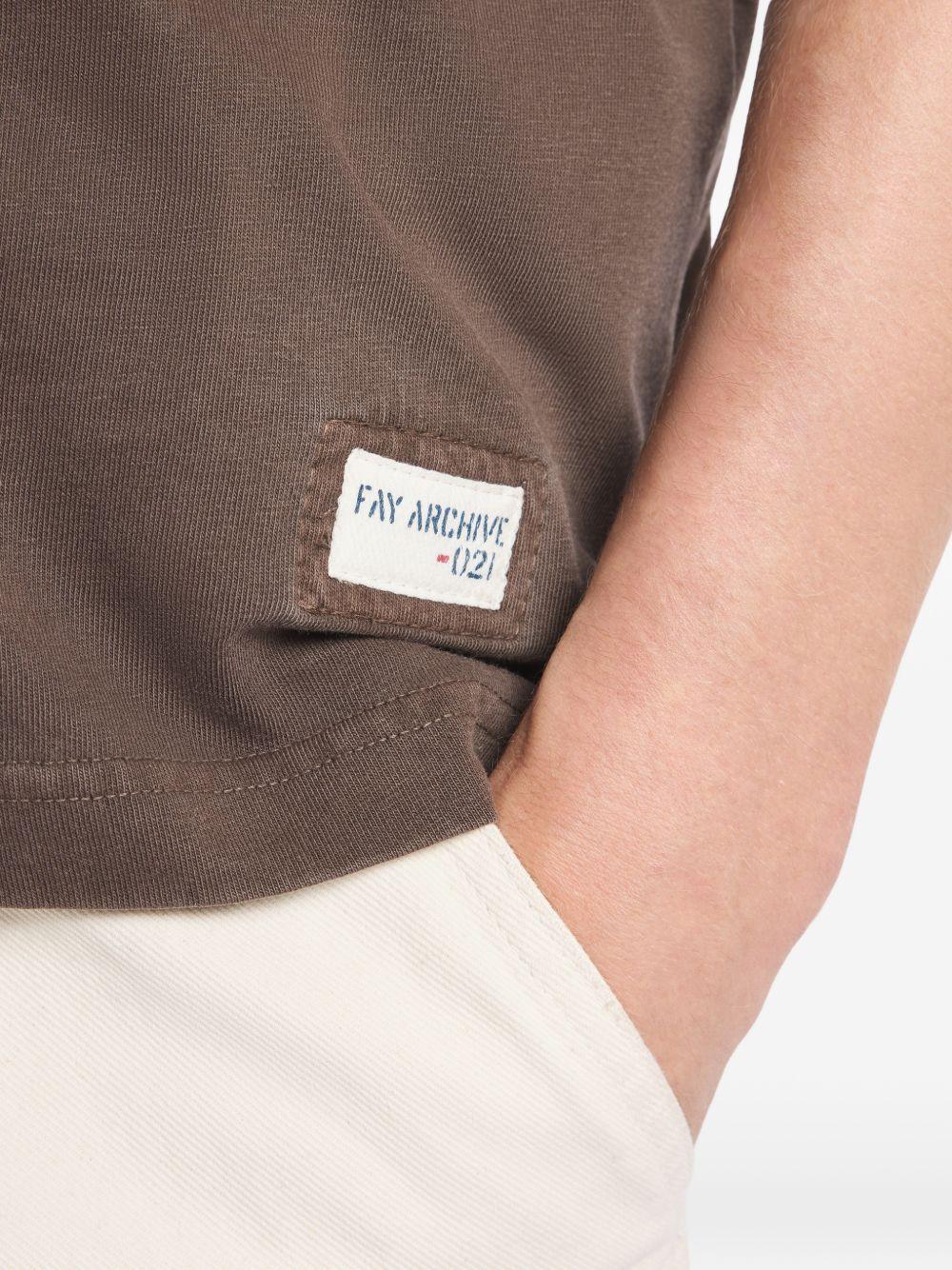 FAY T-shirt marrone in cotone con logo Fay Archive