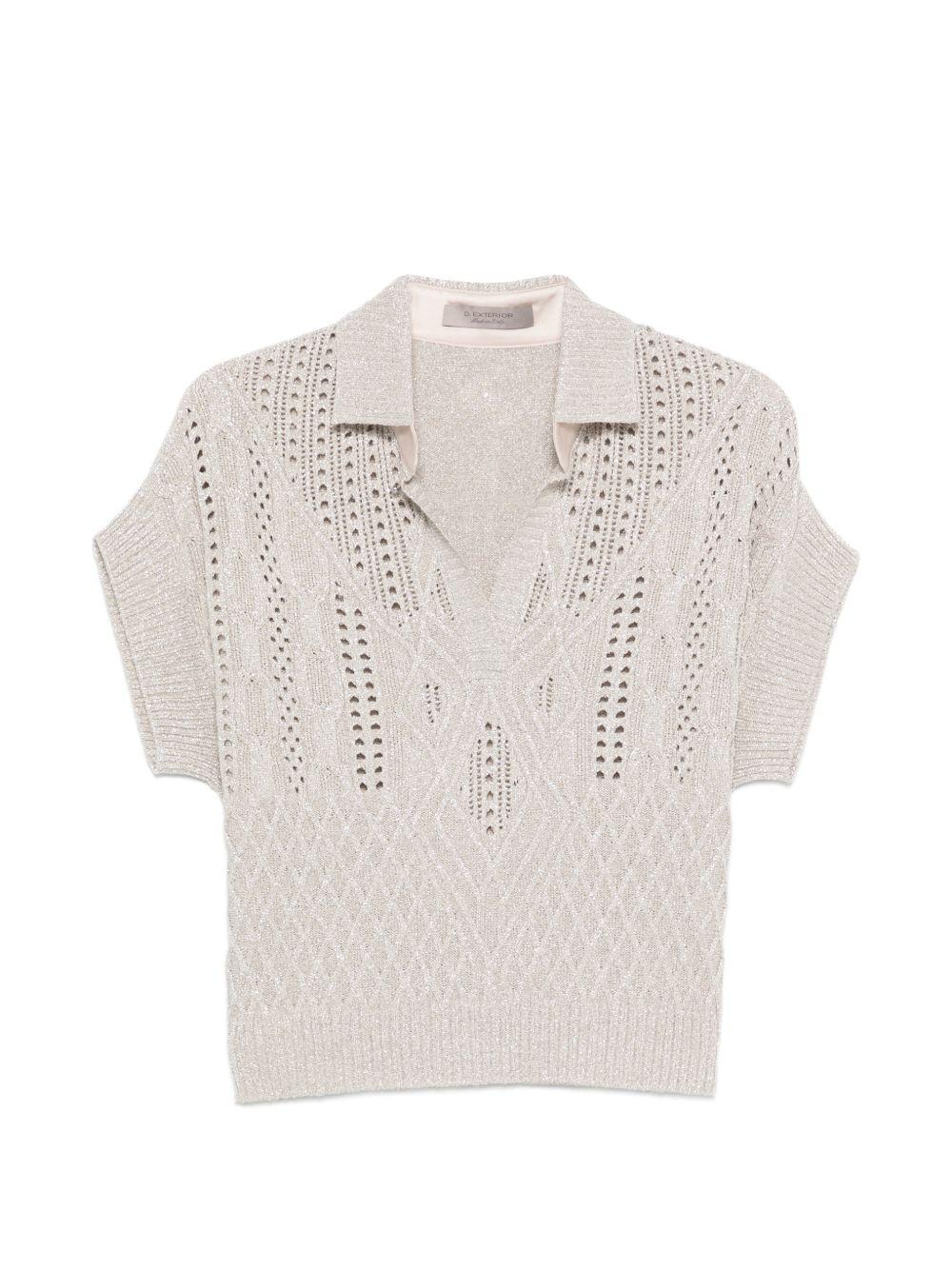 D EXTERIOR Polo in maglia grigia
