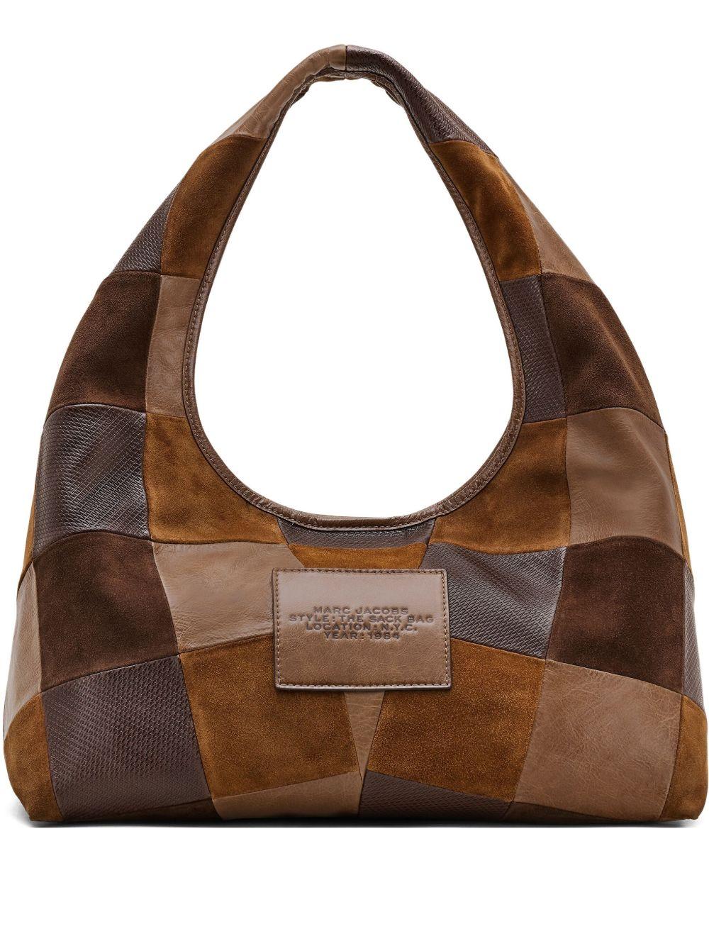 MARC JACOBS The Suede Patchwork Sack Bag in pelle marrone