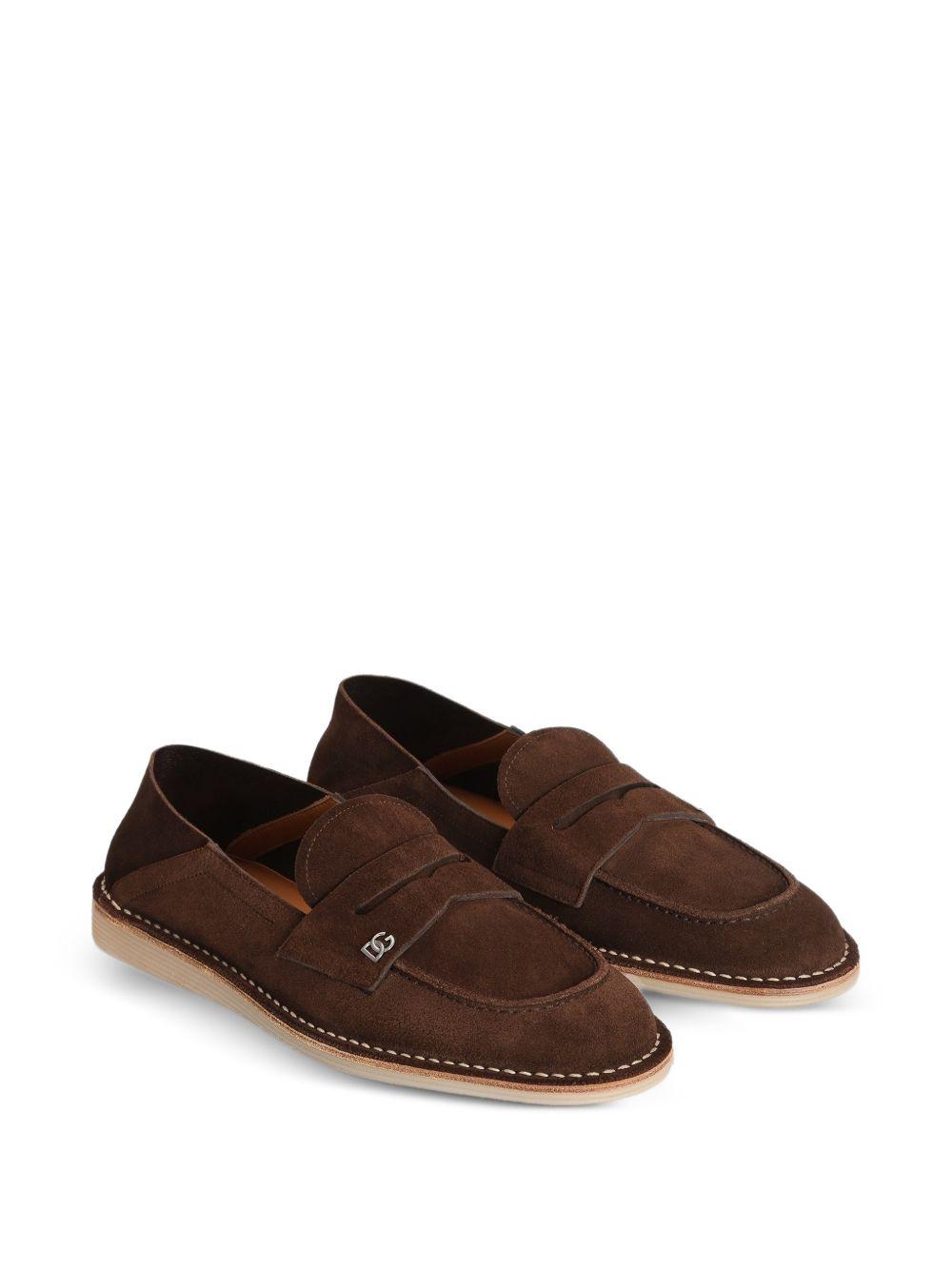 DOLCE e GABBANA Mocassino in pelle scamosciata marrone